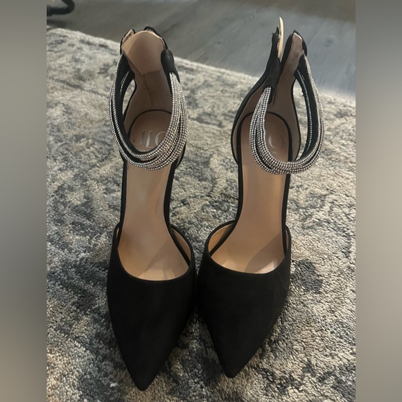 2️⃣for30 JLO Black Women's Stiletto Rhinestone Strappy Heels US 6.5 - Picture 1 of 3